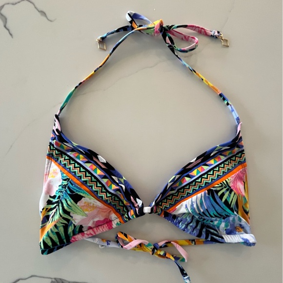 La Blanca Other - La Blanca - Tropicali Purple Floral Aztec Halter Swim Top - Sz 4 - Multicolor
